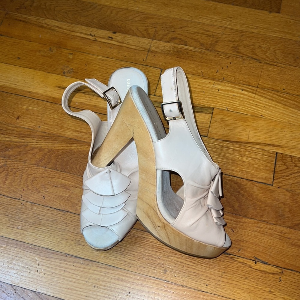 Loeffler Randall Leather Peep Toe Heels, size 10